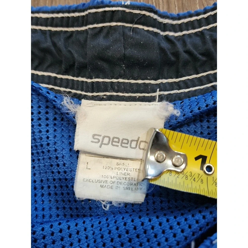 Speedo Vintage 90s Blue Swim Trunks Men's Large Cargo Pocket Board Shorts w/mesh